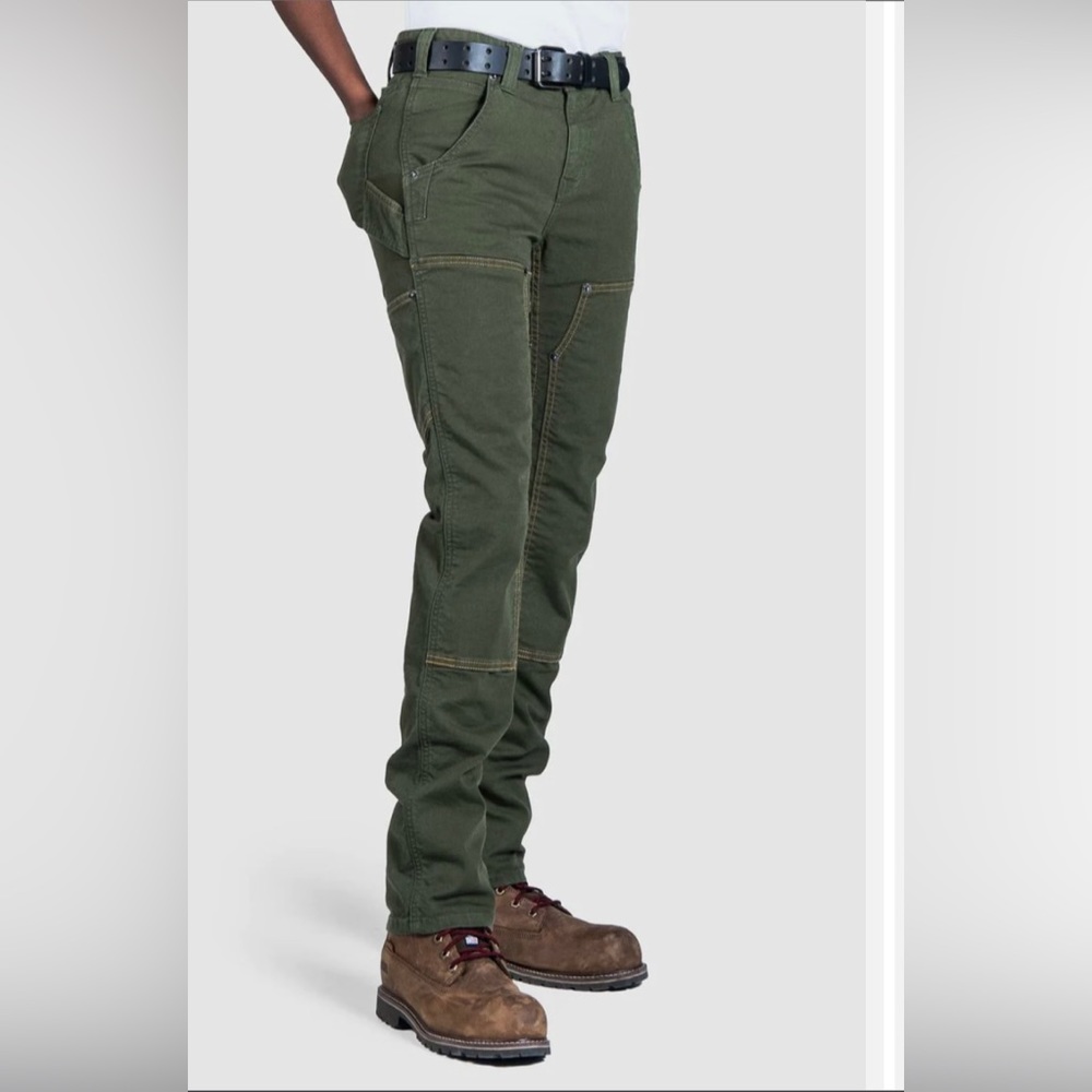 Dovetail Workwear Womens The Maven Slim Pants Sz 2 28” Inseam Olive Green Canvas